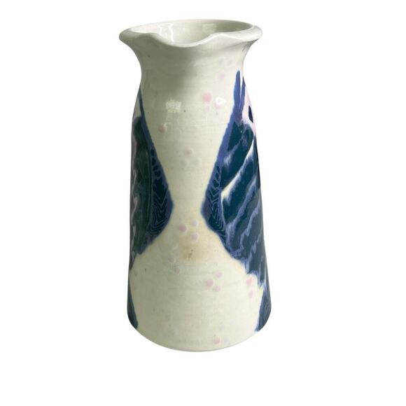 Handmade Pottery Vintage Pitcher Fish Design Signed Studio Art Ceramic 8" Tall - Picture 12 of 12